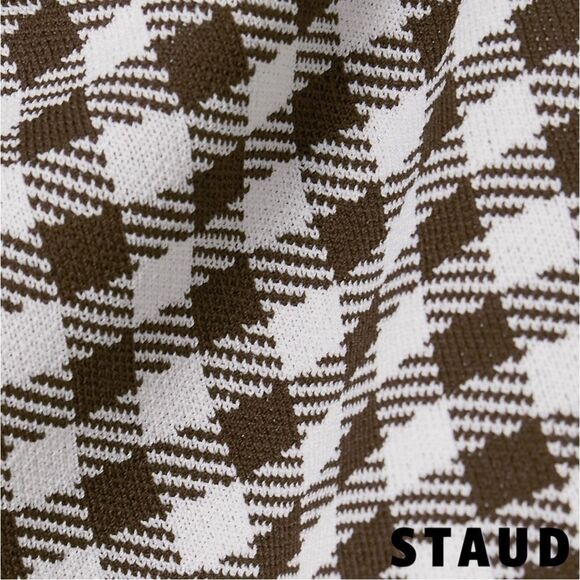 STAUD **NWT** Montgomery Cropped Knit Tank in Chocolate Brown Gingham - Picture 9 of 14